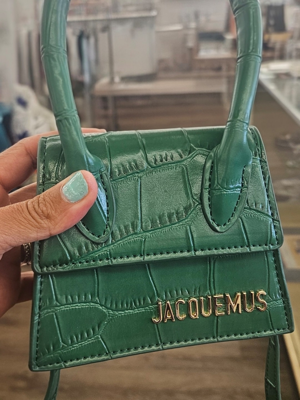 Jacquemus Green Croc-Embossed Mini Bag
